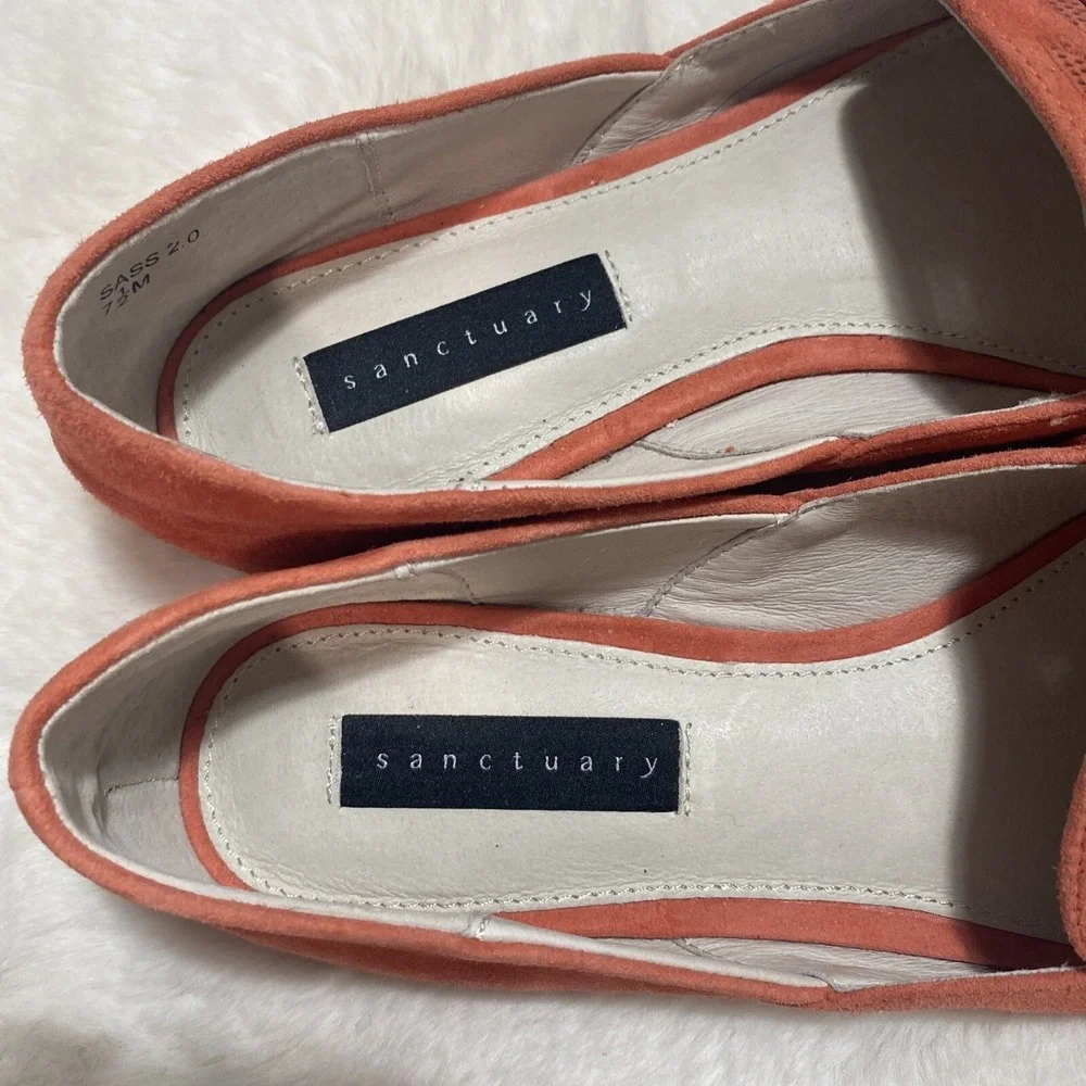 Sanctuary Sass 2.0 Orange Suede dOrsay‎ Loafer Flats Pointed Toe Size 7.5M